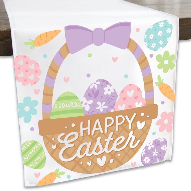Big Dot of Happiness Spring Easter Bunny - Happy Easter Party Dining Tabletop Decor - Cloth Table Runner - 13 x 70 inches, 1 of 7