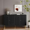 TIRAMISUBEST 4-Door Black Lacquered Sideboard - Modern Buffet Cabinet with Storage for Dining Room, Living Room & Entryway, 60"W - 2 of 4