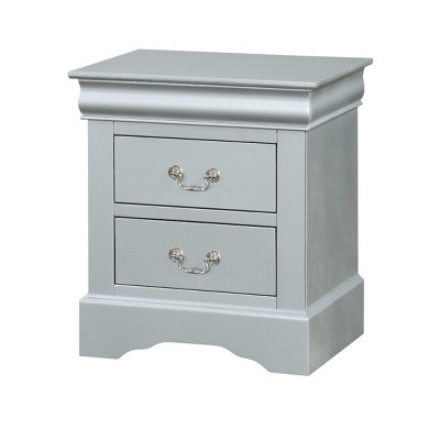 GlasFlength Nightstands Nightstand Modern Bedside Table Accent Bedside End Table with 2 Drawers for Bedroom Modern, Silver, 15"*21"*24"