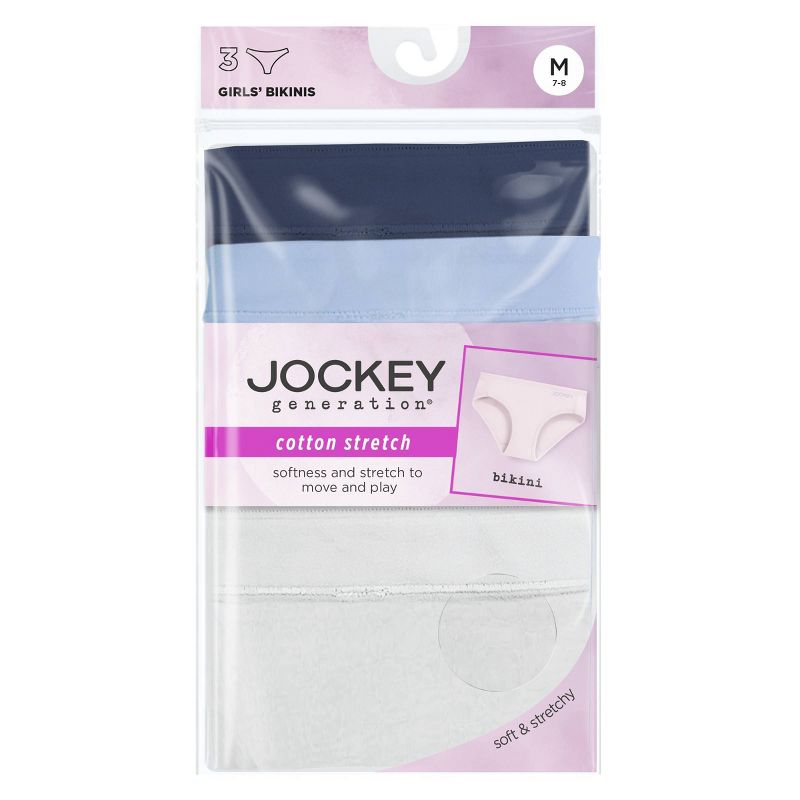 Jockey Generation™ Girls' 3pk Bikini - White/Navy Blue/Light Blue, 4 of 5
