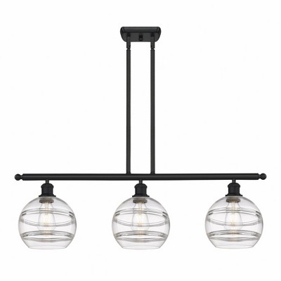 Rochester - 3 Light Stem Hung Island In Industrial Style-10.38 Inches Tall and 36 Inches Wide