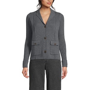 Lands' End Women's Drifter Ribbed Collared Blazer Sweater - 1 of 3