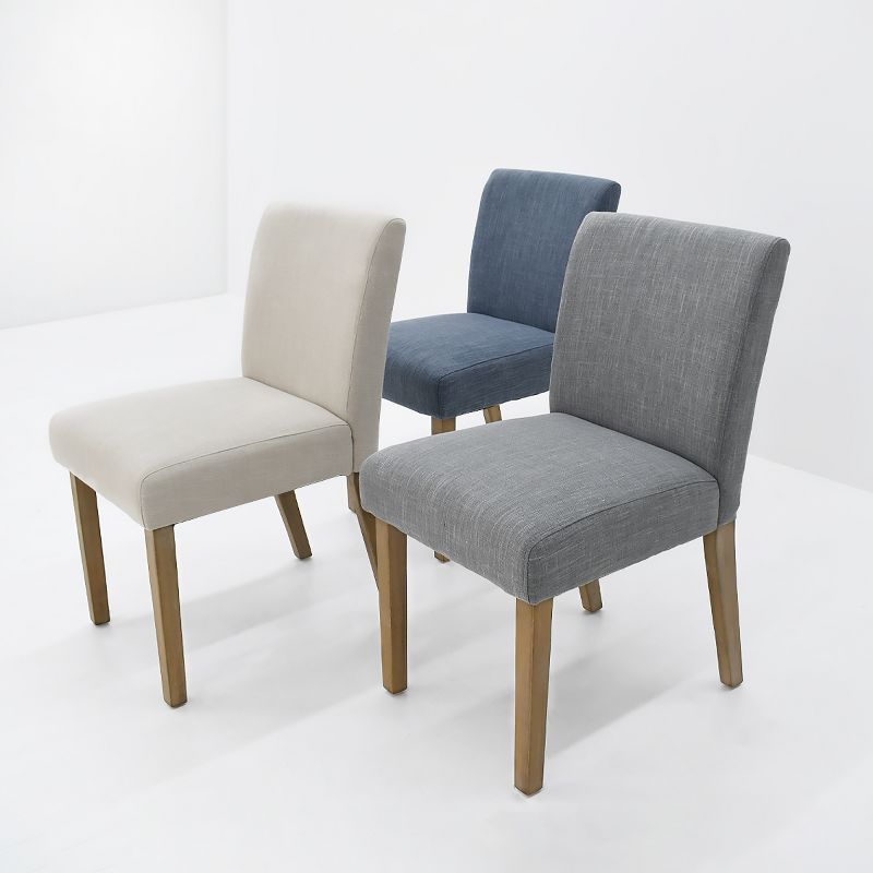 North Linen Dining Chairs Set Of 2,Upholstered Parsons Chairs With Rubberwood Legs-The Pop Maison, 4 of 9