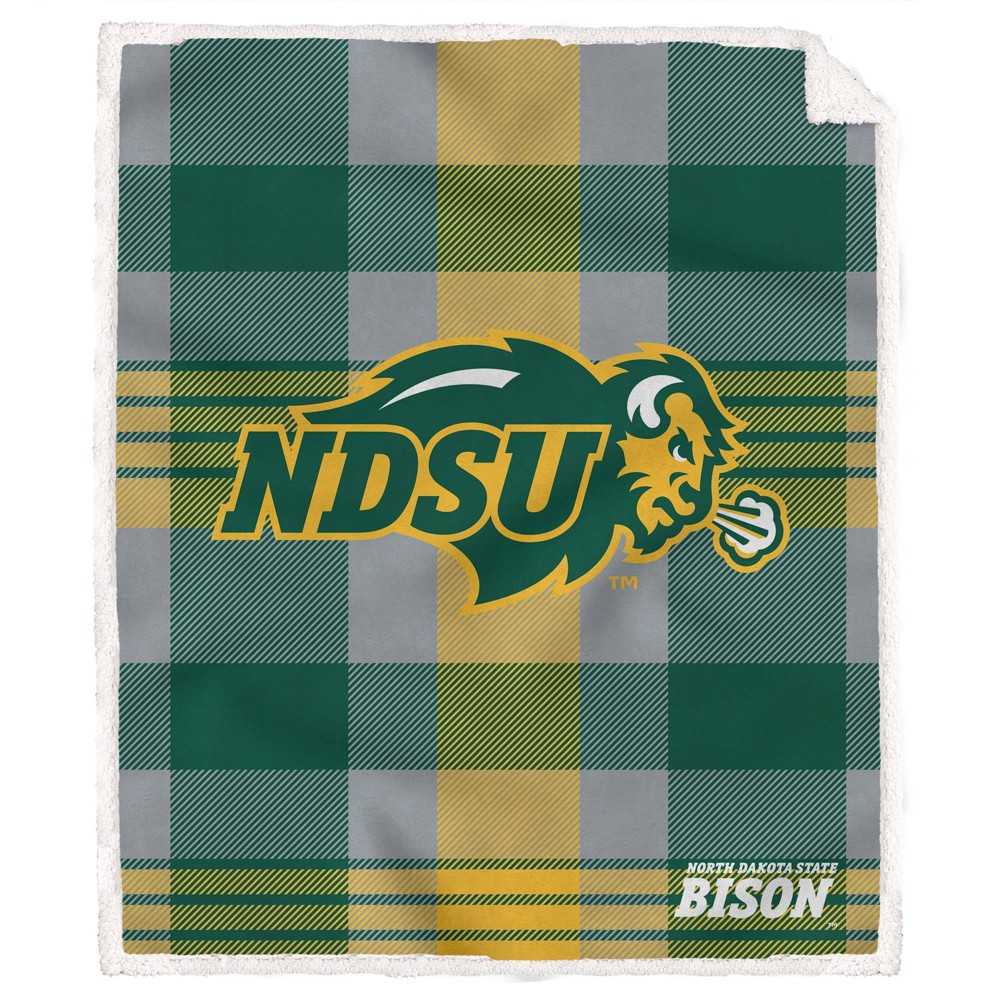 Photos - Duvet NCAA North Dakota State Bison Plaid Steel Royal Plush Faux Shearling Blank