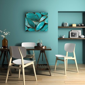 Trademark Fine Art Treechild Turquoise Leafs Wood Slat Art - 1 of 4