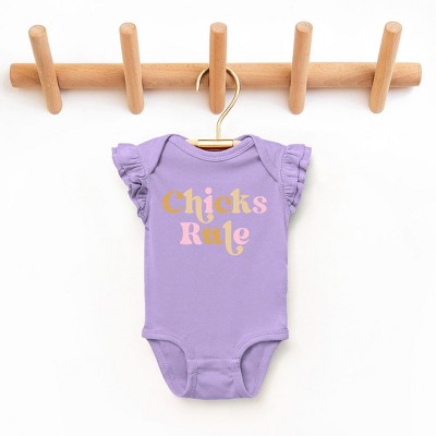 The Juniper Shop Chicks Rule Colorful Baby Flutter Sleeve Bodysuit