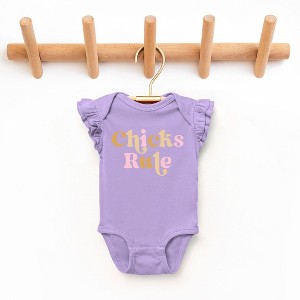The Juniper Shop Chicks Rule Colorful Baby Flutter Sleeve Bodysuit - 1 of 2