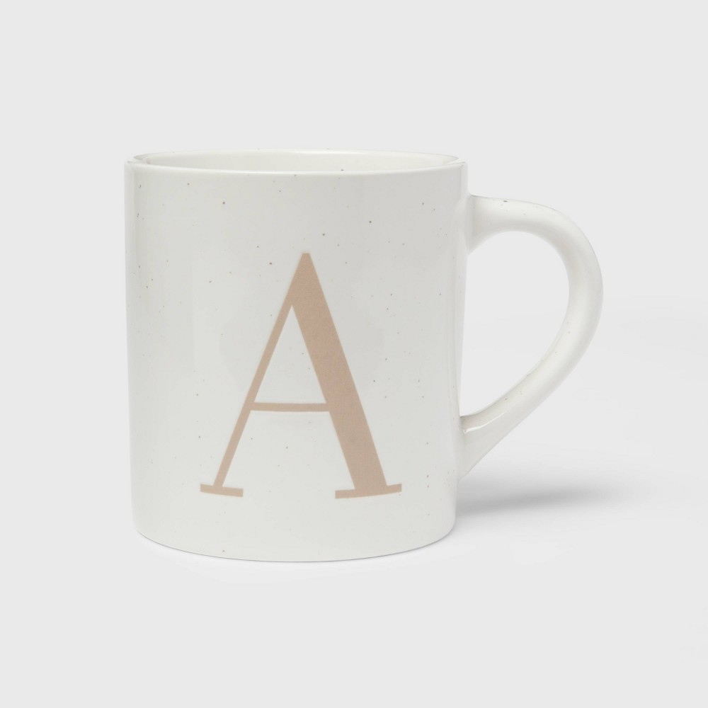 16oz Stoneware Monogram Mug A - Threshold