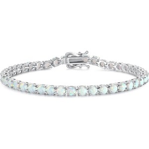 Sterling Silver Birthstone Tennis Bracelet, 4mm Wide 7.2 Inch Fine Jewelry for Wedding, Prom, Birthday Gift for Women - 1 of 4