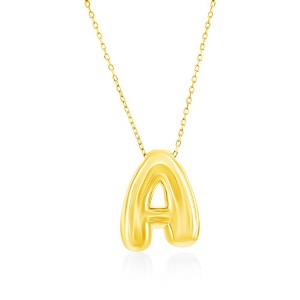 Bella Silver Sterling Silver, Bubble Initial Necklace - Gold Plated - 1 of 2