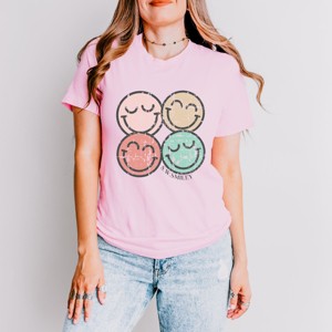 Simply Sage Market S.W.Smiley Smiley Face Grunge Short Sleeve Tee - XS - Pink - 1 of 4