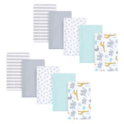 Hudson Baby Unisex Baby Cotton Flannel Burp Cloths, Yellow Safari, One Size