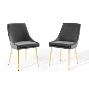Modway Viscount Performance Velvet Dining Chairs - Set of 2 - 1 of 4