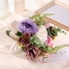 Unique Bargains Wedding Bridal Artificial Silk Ribbon Artificial Flower Bouquet Purple & White 1 Pcs - 4 of 4