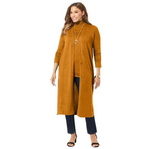 Jessica London Women's Plus Size Fine Gauge Duster Cardigan, 14/16 - Rich  Gold : Target