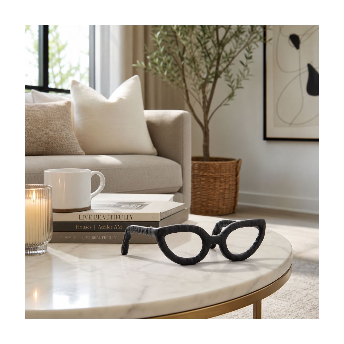 Sagebrook Home Abstract Glasses Aluminum Sculpture Decoration - thumbnail 2
