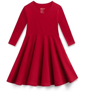 Mightly Toddler Fair Trade Organic Cotton Solid 3/4 Sleeve Twirl Dress - 1 of 4