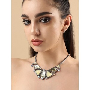 SOHI Women's Multicolour Party Stone Statement Necklace - 1 of 4