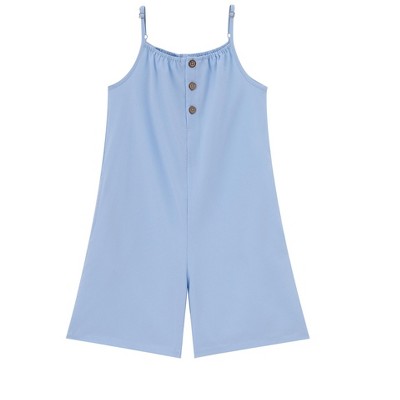 Girls' Wide-Leg Short Jumpsuit with Adjustable Suspenders and Pockets for Little Girl