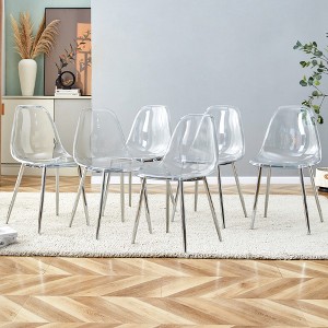 ALEXOUN Clear Dining Chairs Set of 6, Modern Transparent Dining Chairs with Silver Plated Metal Legs, for Dining Room, Bedroom,Living Room - 1 of 4