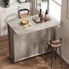 41" Kitchen Island with Drop Leaf, Rolling Island with 2 Glass Door Cabinets, 3 Open Shelves & 2 Drawers, Mobile Island Table, Gray - 3 of 4