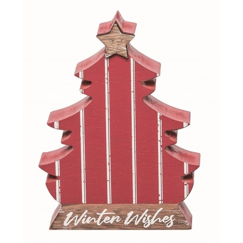 Transpac Wood Multicolored Christmas Ticking Stripe Tree Decor - image 1 of 2