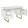 White and Gold Desk for Office with Drawers & Storage - 3 of 4