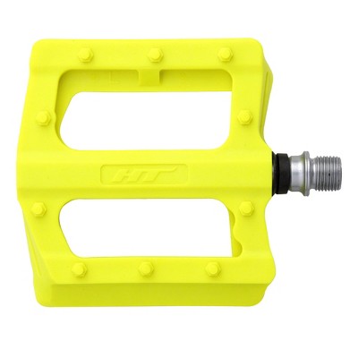 HT PA12 Platform Pedals 9/16" Reinforced Composite Body In-Mold Pins Neon Yellow