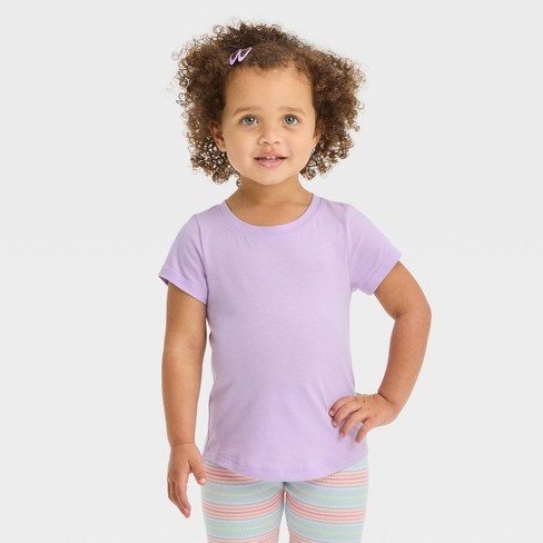 Toddler Girls' Short Sleeve Solid T-shirt - Cat & Jack™ Purple 4t : Target