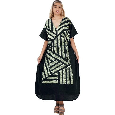 Leela Women s Summer Holiday Beach Casual Dailywear Elegant Maxi Kaftan Dress Caftan Loungewear Dashiki House Dresses For Women 3x 4x Black Stripe Target