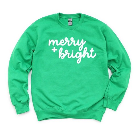 Simply Sage Market Women's Graphic Sweatshirt Merry and Bright Bold Cursive  - S - Grass