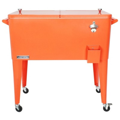 80qt Portable Rolling Patio Cooler - Orange - Permasteel