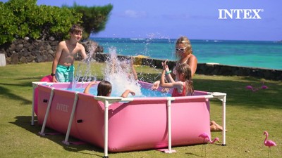 Intex Pink Rectangular Metal Frame Above Ground Pool