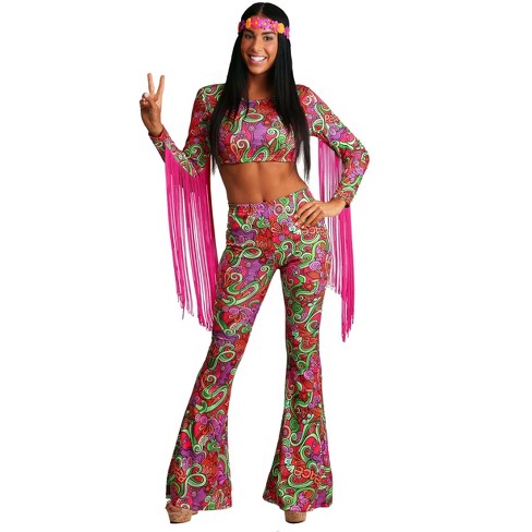 HalloweenCostumes.com Large Women Womens World Peace Hippie Costume,  Orange/Pink/Green