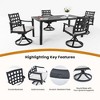 Nicbex 5 PCS Patio Dining Set,1 Slatted Table with Umbrella Hole&Stone Top,4 Dining Swivel Chairs,Patio Conversation Sets for Garden,Poolside&Backyard - 2 of 4
