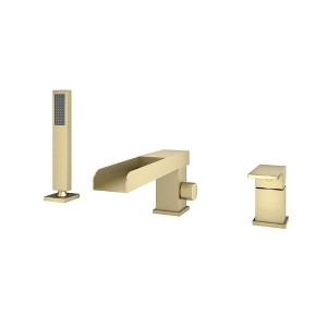 CASAINC Pressure Balanced Single-Handle Deck-Mount Waterfall Roman Tub Faucet with Hand Shower in. Brushed Gold - 1 of 1
