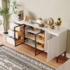63" Sideboard Buffet Cabinet, Wood Coffee Bar Cabinet with Glass Door & Drawers, Modern Media Console Table, Kitchen Pantry Cabinet for Living Room - 4 of 4