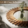 BEAUTYPEAK 20" Round Sunflower Wall Mirror, Boho Decorative Wood Frame, Vanity or Bathroom Wall Mirror for Living Room, Entryway, Bedroom - 4 of 4