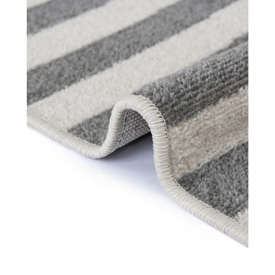 Stain-Resistant Gray Stripe Synthetic 6' x 9' Easy Care Rug