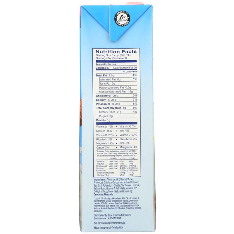 Almond Breeze Unsweetened Vanilla Almond Milk - Case of 8/64 oz, 4 of 8