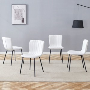 Set Of 4 Modern Dining Chairs,Linen Upholstered Dining Chairs With Metal Frame,Armless Kitchen Chair for Dining Room Home-Coolbibila - 1 of 4