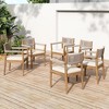 NAYSAYE Patio Dining Sets Braided Acacia Wood Dining Chairs with Cushions and Armrests for Garden Poolside, Cream and Beige, 23.25"*21.5"*32.25" - 2 of 4