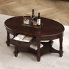Vintage 45" Oval Coffee Table with Drawer & Storage Shelf, French Country Antique Accent Table for Living Room - 3 of 4