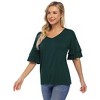BLUEMING Womens Flutter Elbow Sleeve Shirts V Neck Tee Blouse Pagoda Sleeve T-Shirts Summer Tee Blouse Flowy Tops - 3 of 4