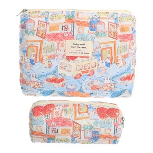 Unique Bargains Durable Small Quilted Makeup Bag 2 Pcs - 1 of 4