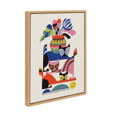 Rachel Lee Abstract Multicolor Cats Canvas Wall Art