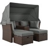 Nestfair 2-Seater Wicker Outdoor Double Day Bed with Foldable Awning and Cushions - 2 of 4