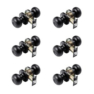VEVOR 6 Pack Black Door Knobs, Privacy Door Knob with Round Ball, Keyless Exterior & Thumb Turn Lock Interior, All Metal Doorknobs Hardware, Black - 1 of 4