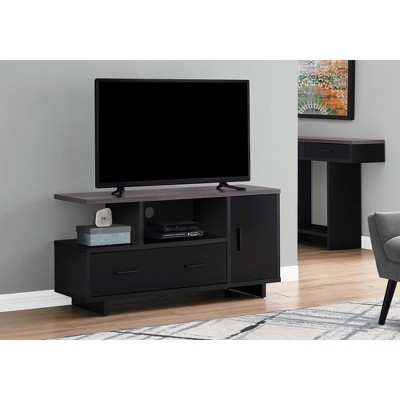 Monarch Specialties Tv Stand 48 Inch Console Media Entertainment Center Storage Cabinet Drawers Laminate Black Grey Contemporary Modern