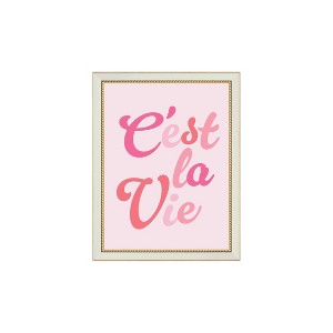 Petal Lane 7"x9" C'est La Vie Pink Brass Beaded Framed Wall Art Cream - 1 of 3